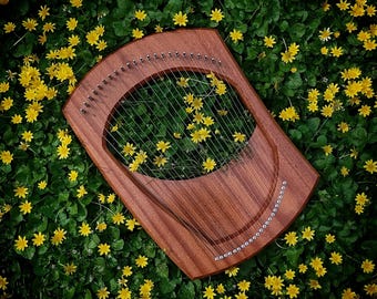 23 String Chromatic Lyre - Reclaimed Sapele