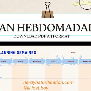 Planning Hebdomadaire // PDF à imprimer - プランニング セメーヌ、セマイニエ、プランニング ドゥ ラ セメーヌ PDF A4、ウィークリー プランナー フランセ