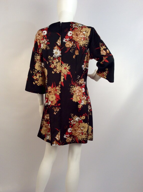 Vintage dress, 60's black floral dress, mod flora… - image 3