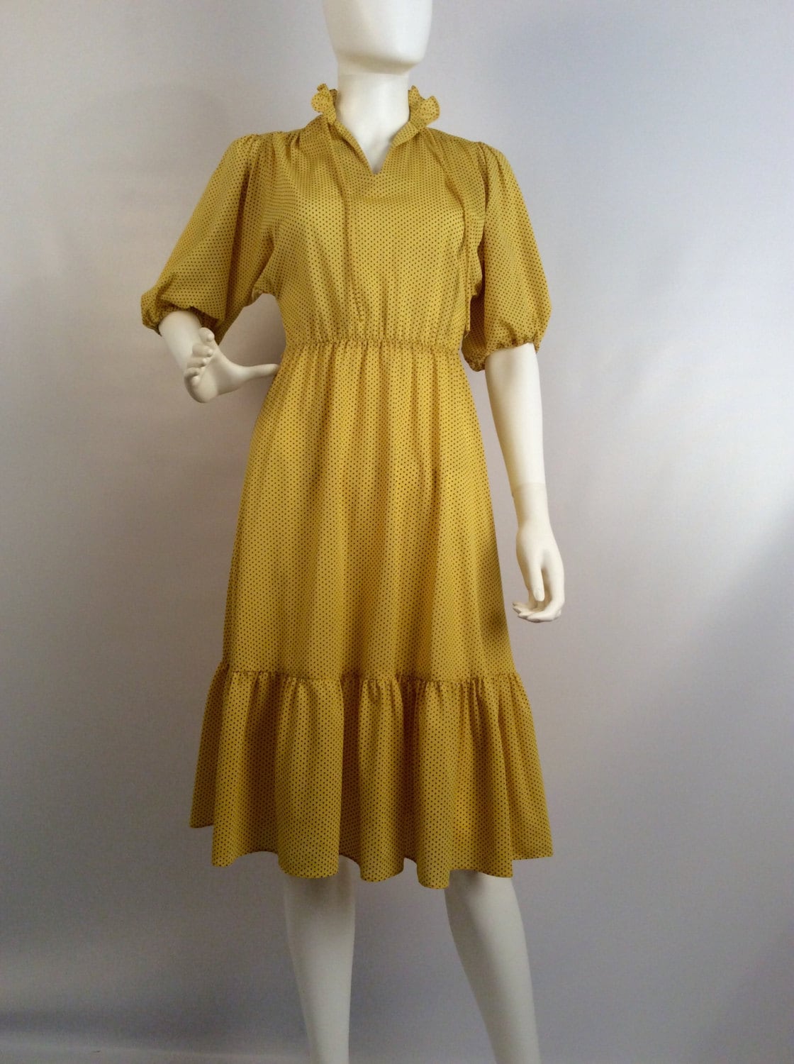 vintage yellow polka dot dress
