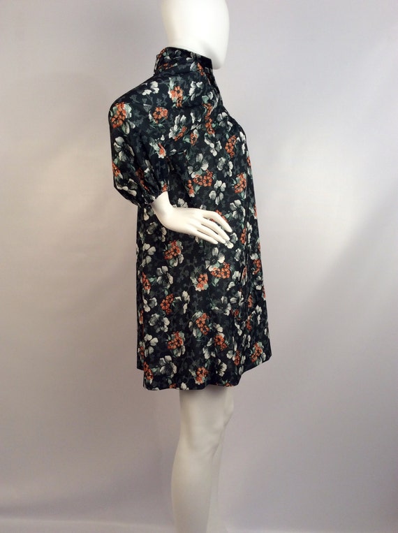 Vintage dress, black floral dress, 70's dress, bl… - image 3