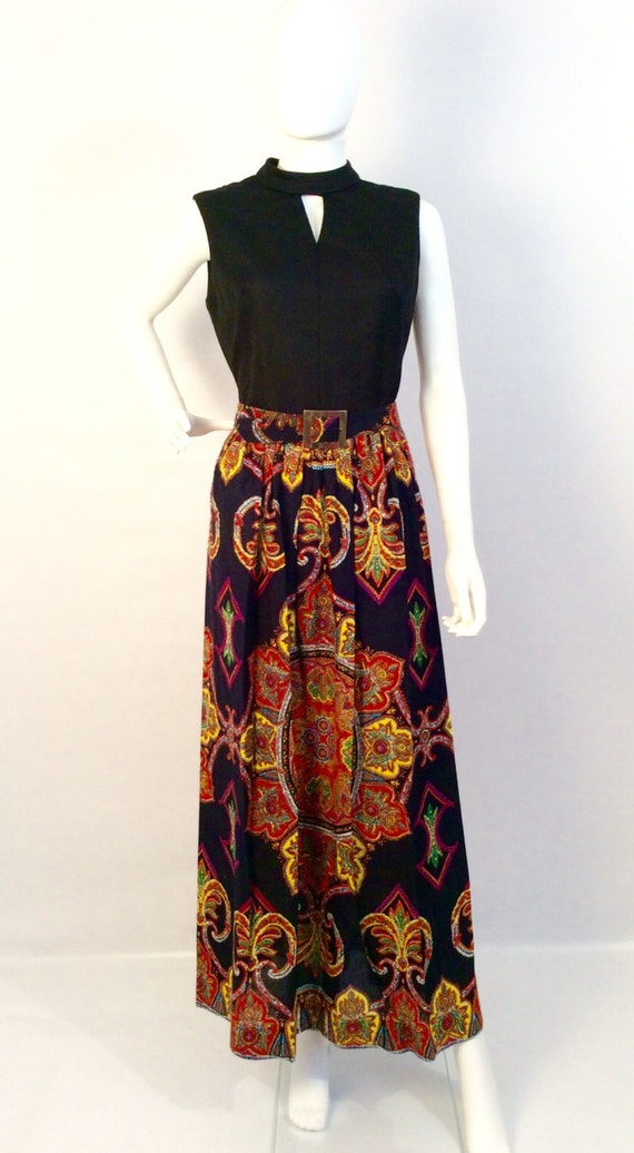 Vintage dress, vintage 60's 70's maxi dress, boho 