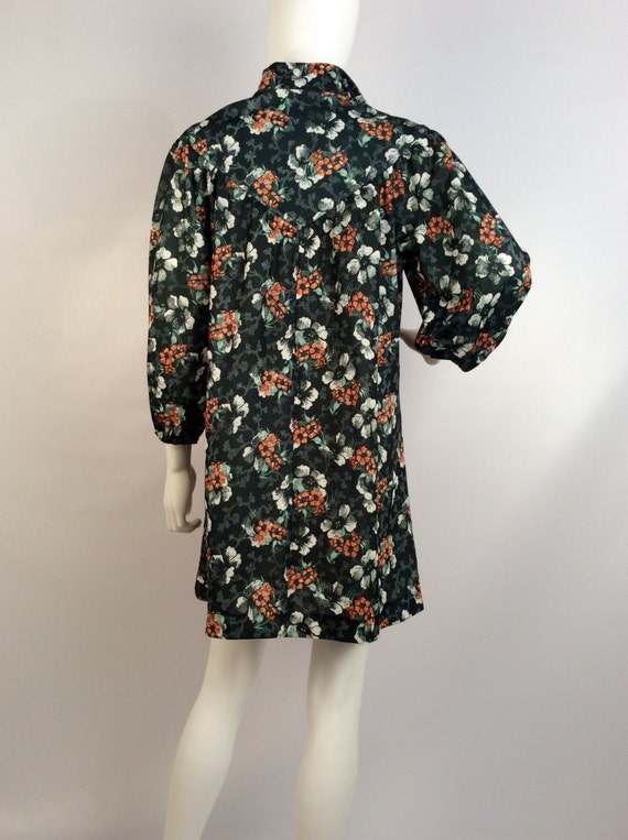 Vintage dress, black floral dress, 70's dress, bl… - image 2