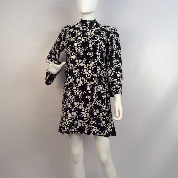 Vintage dress, 60's black and white polka dot dres