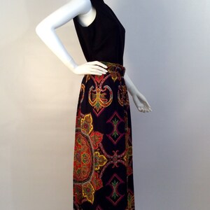 Vintage dress, vintage 60's 70's maxi dress, boho black multi maxi dress image 2