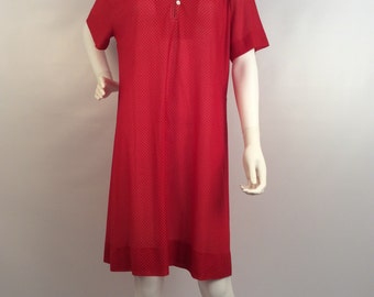 Vintage red polka dot dress, sheer red polka dot dress.