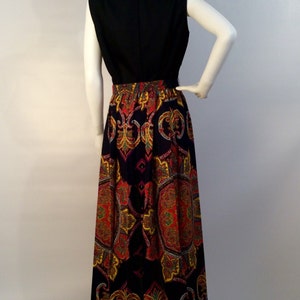 Vintage dress, vintage 60's 70's maxi dress, boho black multi maxi dress image 3