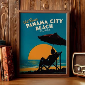 Florida Custom Beach Wall Art Poster - Vintage inspired Coastal Decor Illustration, archival art print. Retro Beach House decor. FL Gift.