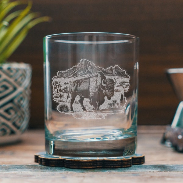 Buffalo Etched Glasses Etsy