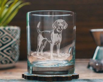 American Foxhound Customizable Dog Glasses | Your Dog's Name Personalized engraved glassware for beer, whiskey, wine & drinks. Pet gift