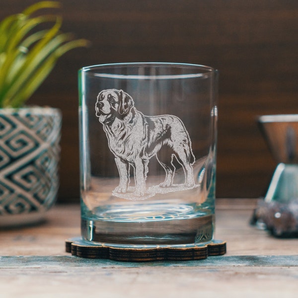 Saint Bernard Customizable Dog Glasses | Your Dog's Name Personalized engraved glassware for beer, whiskey, wine & drinks. Pet lover gift.