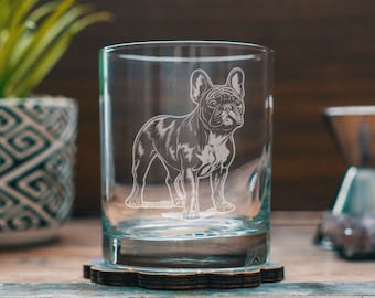 French Bulldog Customizable Dog Glasses | Your Dog's Name Personalized engraved glassware for beer, whiskey, wine & drinks. Pet owner gift.