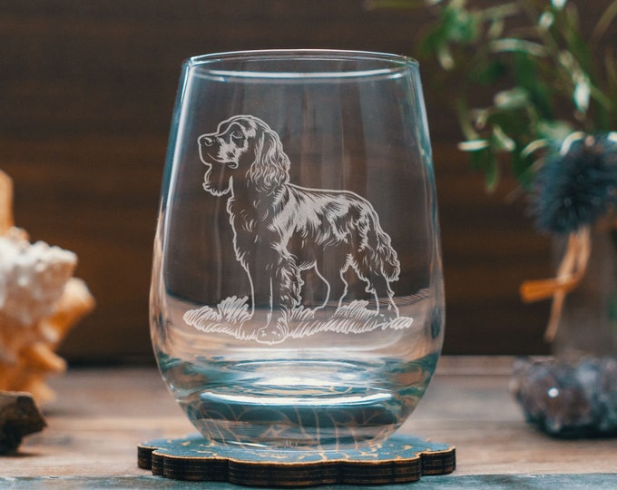 Boykin Spaniel Customizable Dog Glasses | Your Dog's Name Personalized engraved glassware for beer, whiskey, wine & drinks. Pet owner gift