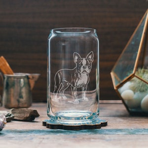 Boston Terrier Customizable Dog Glasses | Your Dog's Name Personalized engraved glassware for beer, whiskey, wine & drinks. Pet owner gift.