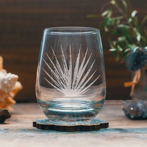 Agave Plant Glasses | Personalized engraved glassware for beer, whiskey, wine and cocktails. Western rustic living. Cabin barware gift.