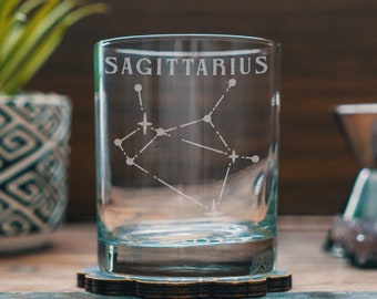 Sagittarius Zodiac Engraved Glasses | Personalized astrology constellation glassware for beer, whiskey, wine and cocktail, home decor & gift