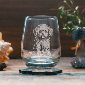 Bichon Customizable Dog Glasses | Your Dog's Name Personalized engraved glassware for beer, whiskey, wine & drinks. Pet lover owner gift