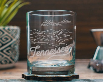 Tennessee State Gravierte Brille | Personalisierte Landschaft geätzte Gläser für Bier, Whisky, Wein und Cocktails. Wohnkultur & Geschenk.