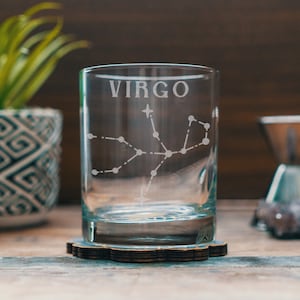 Virgo Zodiac Engraved Glasses | Personalized astrology constellation glassware for beer, whiskey, wine and cocktail, home decor & gift