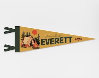 Custom Junior Ranger Pennant | Personalized Kids Camping Decor, Name Pennant, Outdoor Adventure Wall Art, Woodland Nursery, Camp Gift