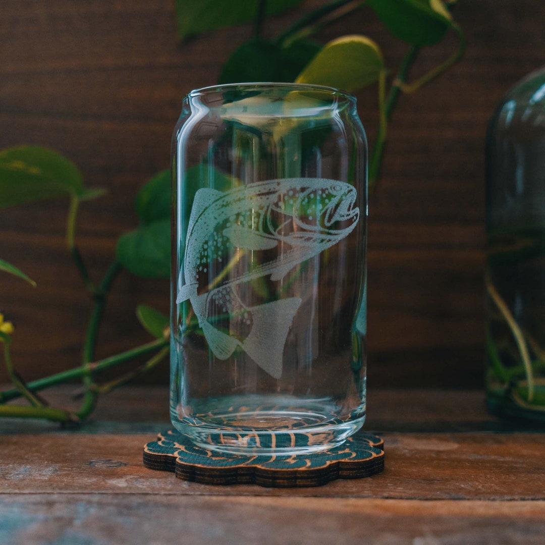 Trout Beer Can Glasses Personalized Engraved Glassware for Nature