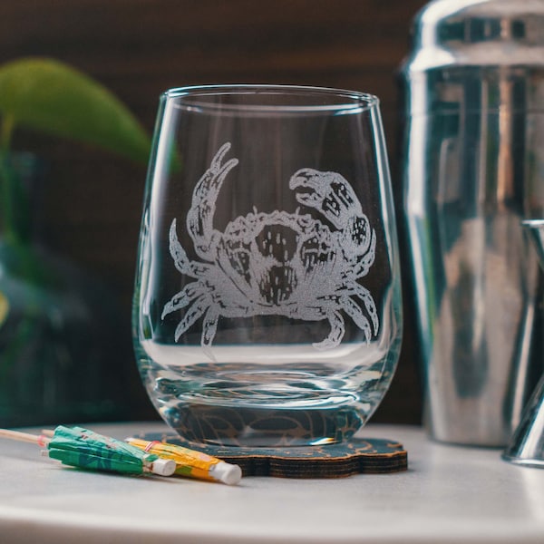 Crab Wine Glass Etsy