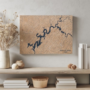 Watts Bar See Tennessee | Benutzerdefinierte See Karte Wohnkultur, personalisierte See Haus Geschenk, Jahrestag Hochzeitslager Geschenk, gravierte Holz Wandkunst