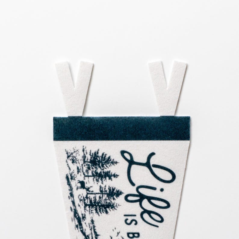 Life is Better in the Woods Felt Pennant | Vintage Camp Banner, Inspirational Rustic Home Decor, Easy Living Retro Wall Art, Outdoors Gift image 4