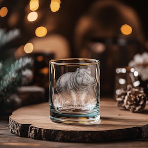 Hippo Glasses | Hippopotamus Animal Themed Personalized Whiskey, Wine & Beer Glassware, African Themed Drinkware, Cute Home Decor Gifts