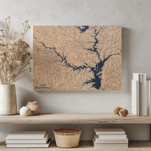 See Hartwell Georgia | Benutzerdefinierte See Karte Wohnkultur, personalisierte See Haus Geschenk, Jahrestag Hochzeitslager Geschenk, gravierte Holz Wandkunst