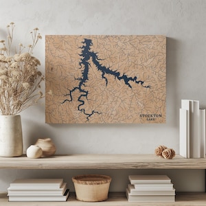Stockton See Missouri | Benutzerdefinierte See Karte Wohnkultur, personalisierte See Haus Geschenk, Jahrestag Hochzeitslager Geschenk, gravierte Holz Wandkunst