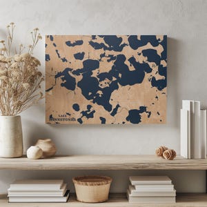 See Minnetonka Minnesota | Benutzerdefinierte See Karte Wohnkultur, personalisierte See Haus Geschenk, Jahrestag Hochzeitslager Geschenk, gravierte Holz Wandkunst