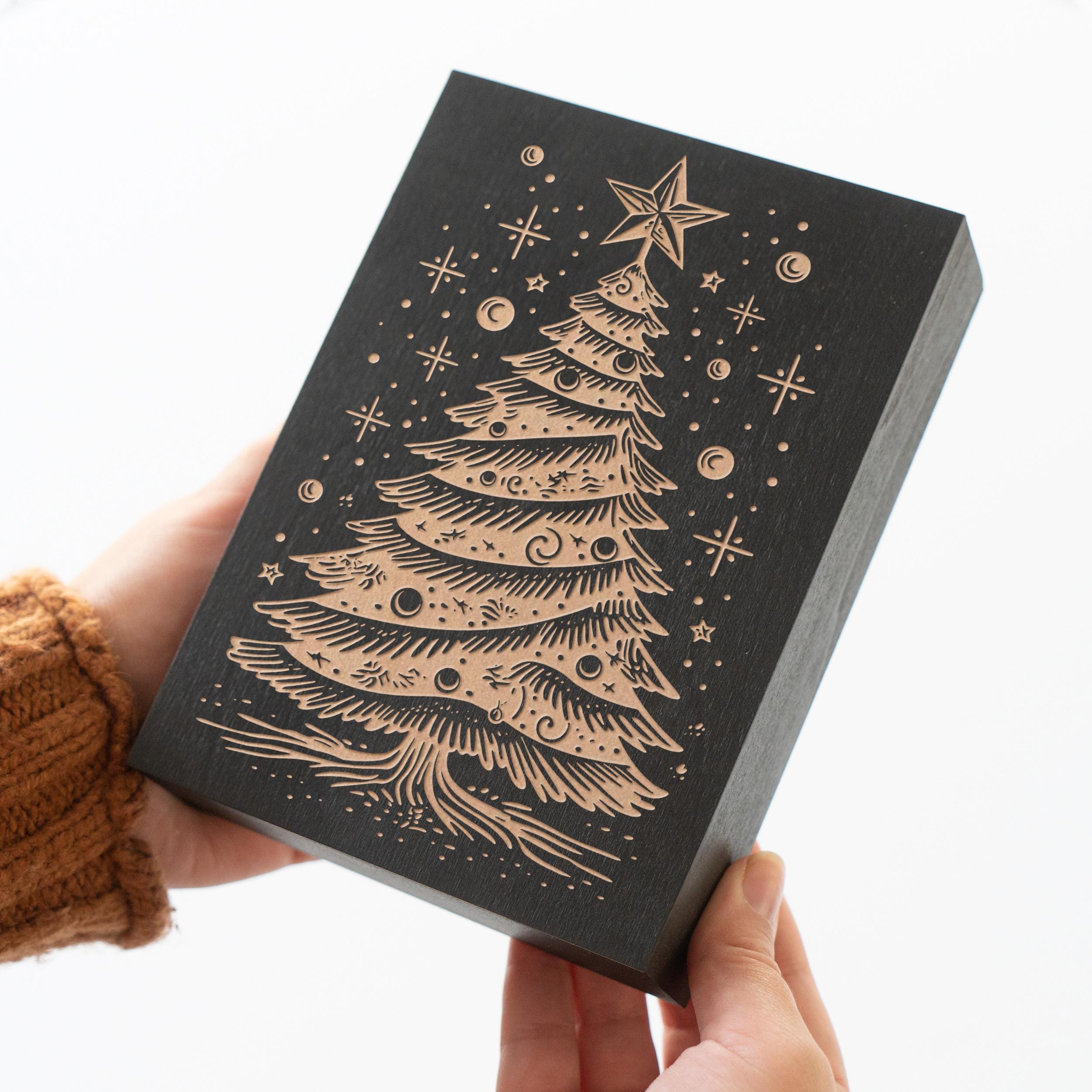 ミッドセンチュリーモダンクリスマスツリー彫刻木製パネル