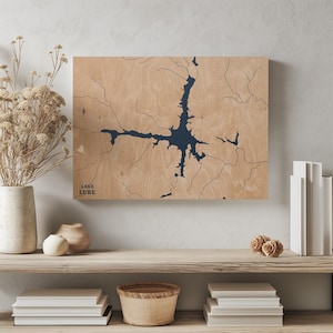 See Lure North Carolina | Benutzerdefinierte See Karte Wohnkultur, personalisierte See Haus Geschenk, Jahrestag Hochzeitslager Geschenk, gravierte Holz Wandkunst