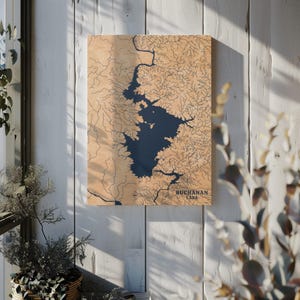 Buchanan Lake Texas | Benutzerdefinierte See Karte Wohnkultur, personalisierte See Haus Geschenk, Jahrestag Hochzeitslager Geschenk, gravierte Holz Wandkunst