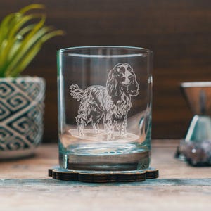 Cocker Spaniel Customizable Dog Glasses | Your Dog&#39;s Name Personalized engraved glassware for beer, whiskey, wine & drinks. Pet owner gift