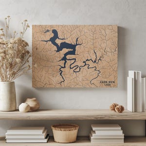Höhlenlauf Lake Kentucky | Benutzerdefinierte See Karte Wohnkultur, personalisierte See Haus Geschenk, Jahrestag Hochzeitslager Geschenk, gravierte Holz Wandkunst