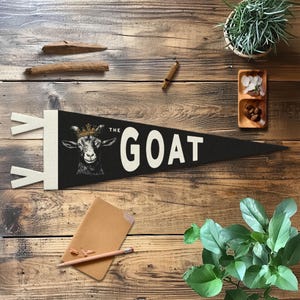 The G.O.A.T Greatest of All Time Felt Pennant | Vintage Sports Banner, Inspirational Kids Room Decor, Goat Wall Art Print, Appreciation Gift