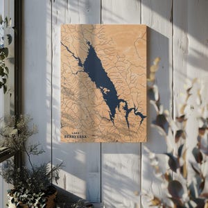 Lake Berryessa Kalifornien | Benutzerdefinierte See Karte Wohnkultur, personalisierte See Haus Geschenk, Jahrestag Hochzeitslager Geschenk, gravierte Holz Wandkunst