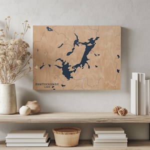 Pawtuckaway Lake New Hampshire | Custom Lake Map Home Decor, Personalized Lake House Gift, Anniversary Wedding Gift, Engraved Wood Wall Art
