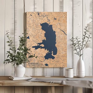 Flathead Lake Montana | Benutzerdefinierte See Karte Wohnkultur, personalisierte See Haus Geschenk, Jahrestag Hochzeitslager Geschenk, gravierte Holz Wandkunst
