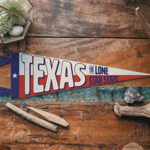 Texas Felt Pennant | The Lone Star State banner poster. Vintage state pride typography flag pennant home decor. Texan gift made in the USA