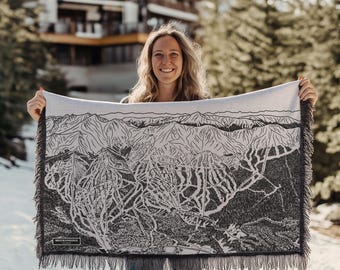 Breckenridge Mountain Colorado Ski Trail Blanket | Cozy, soft throw blanket makes a great cabin decor gift for skiers & snowboarders