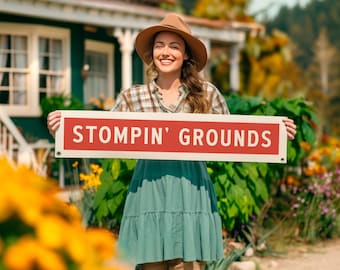 Stompin' Grounds Felt Sign Banner | Vintage style Tennessee State Phrase Banner, Inspirational Decor, American Wall Art Gift