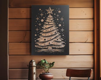 ミッドセンチュリーモダンクリスマスツリー彫刻木製パネル