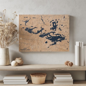 See Vermilion Minnesota | Benutzerdefinierte See Karte Wohnkultur, personalisierte See Haus Geschenk, Jahrestag Hochzeitslager Geschenk, gravierte Holz Wandkunst