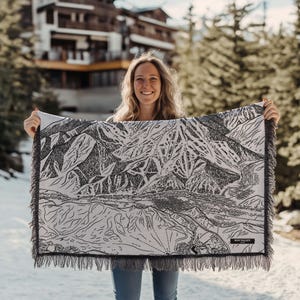 Sun Valley Mountain Idaho Ski Trail Blanket | Cozy, soft throw blanket makes a great cabin decor gift for skiers & snowboarders
