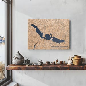 Theodore Roosevelt Lake Arizona | Custom Lake Map Home Decor, Personalized Lake House Gift, Anniversary or Wedding Gift, Engraved Wood  Art