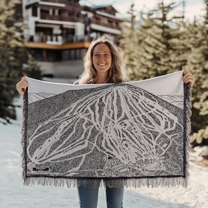 Mid Century Modern Map Decke | Kuschelige, weiche Decke ist ein tolles Geschenk für Skifahrer und Snowboardfahrer