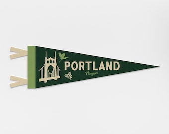 Portland Oregon Felt Pennant | Stumptown City banner poster. Vintage town & state pride typography flag home decor. Travel gift USA